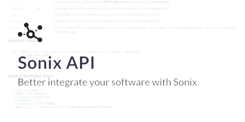 Full API for faster workflow and automation Use our powerful API to fully automate your transcription and translation projects
