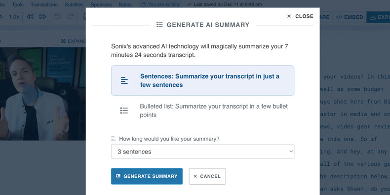 Get quick summaries of your transcripts with cutting-edge algorithms Powerful AI-generated summaries of your transcripts